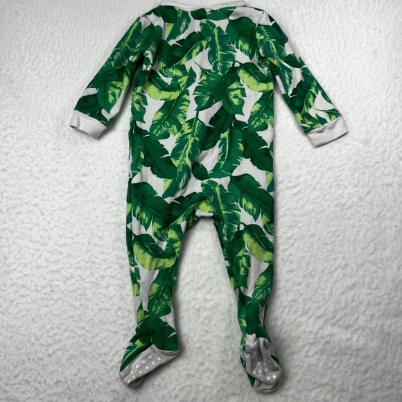 Janie and Jack Footed Zip Pajamas Sz 6-12M Palm Leaves - Picture 4 of 5